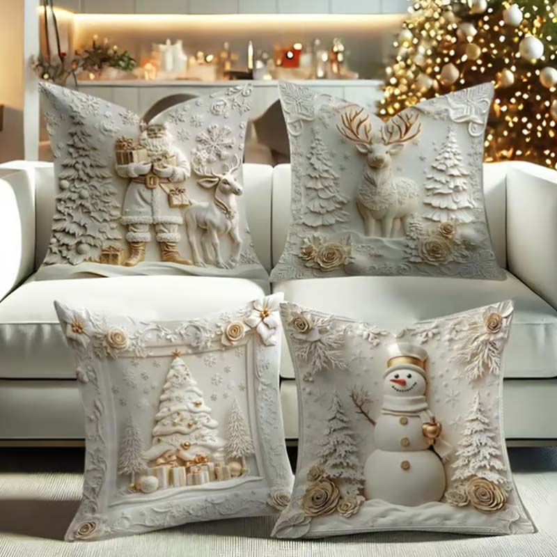 Jasmijn Kerstkussenhoezen Set van 4 – Feestelijke Kerstdecoratie