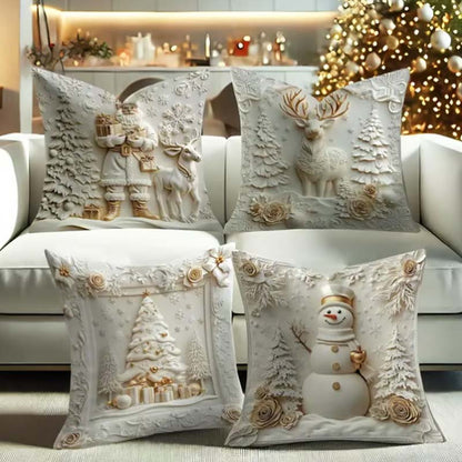 Jasmijn Kerstkussenhoezen Set van 4 – Feestelijke Kerstdecoratie