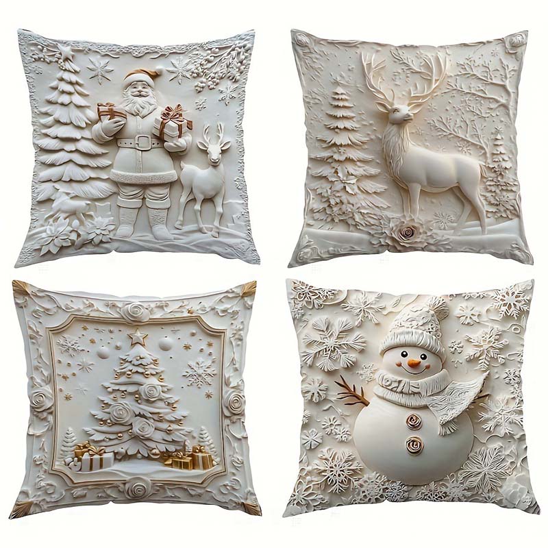 Jasmijn Kerstkussenhoezen Set van 4 – Feestelijke Kerstdecoratie