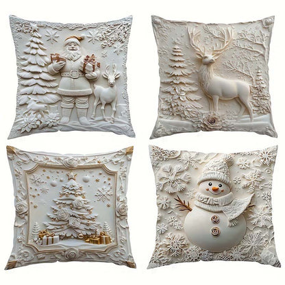 Jasmijn Kerstkussenhoezen Set van 4 – Feestelijke Kerstdecoratie