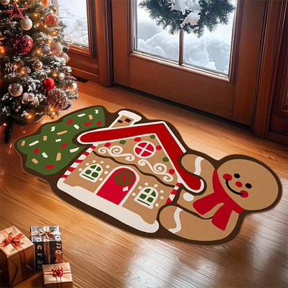 Koekjesfeest – Kerst deurmat met gingerbread-ontwerp, 56 x 106 cm