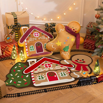 Koekjesfeest – Kerst deurmat met gingerbread-ontwerp, 56 x 106 cm