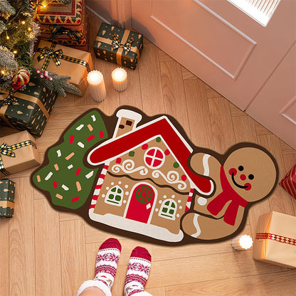 Koekjesfeest – Kerst deurmat met gingerbread-ontwerp, 56 x 106 cm