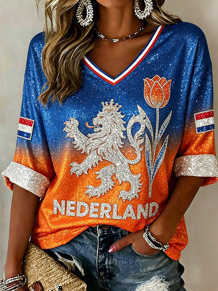 Eleganza Getailleerde Damestop – Comfortabele Pasvorm met Print