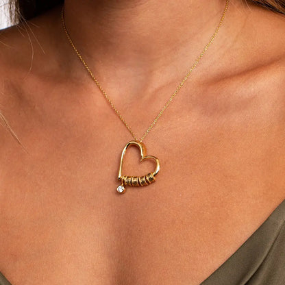 Liefshart Gepersonaliseerde Namenketting met Hart en Kralen