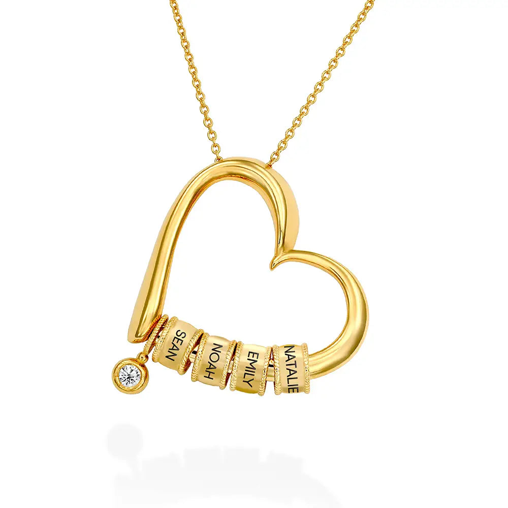 Liefshart Gepersonaliseerde Namenketting met Hart en Kralen