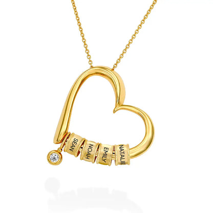 Liefshart Gepersonaliseerde Namenketting met Hart en Kralen