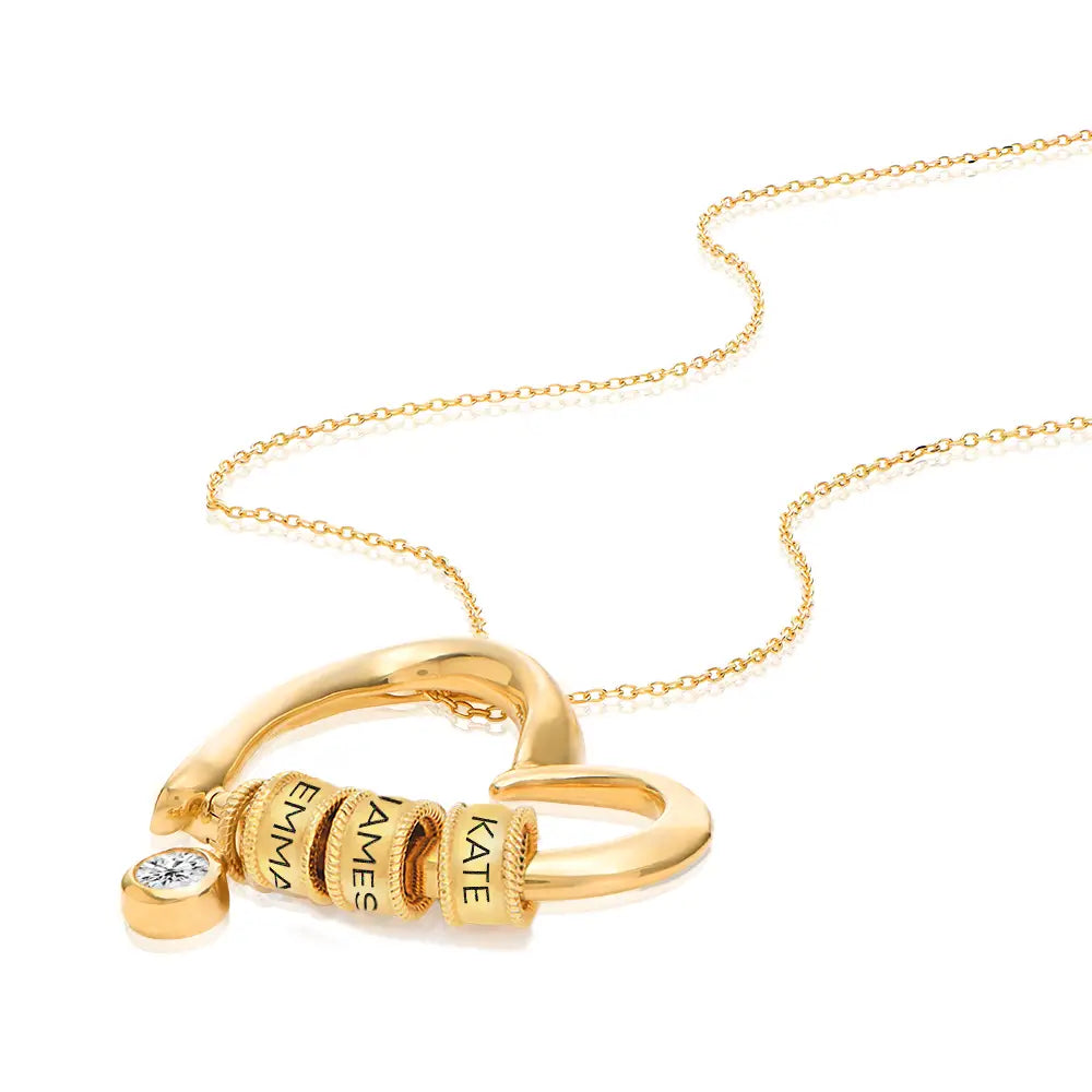 Liefshart Gepersonaliseerde Namenketting met Hart en Kralen