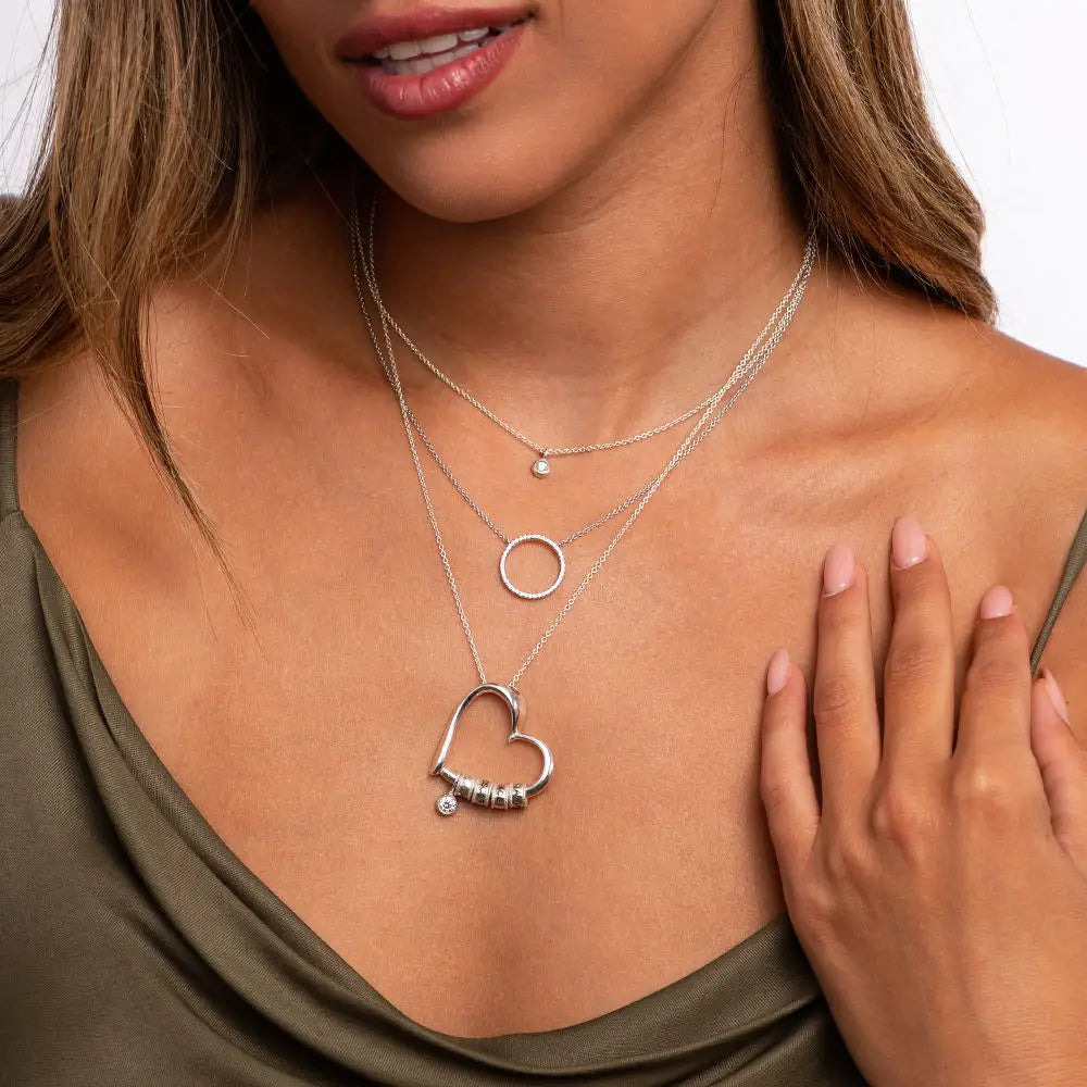 Liefshart Gepersonaliseerde Namenketting met Hart en Kralen