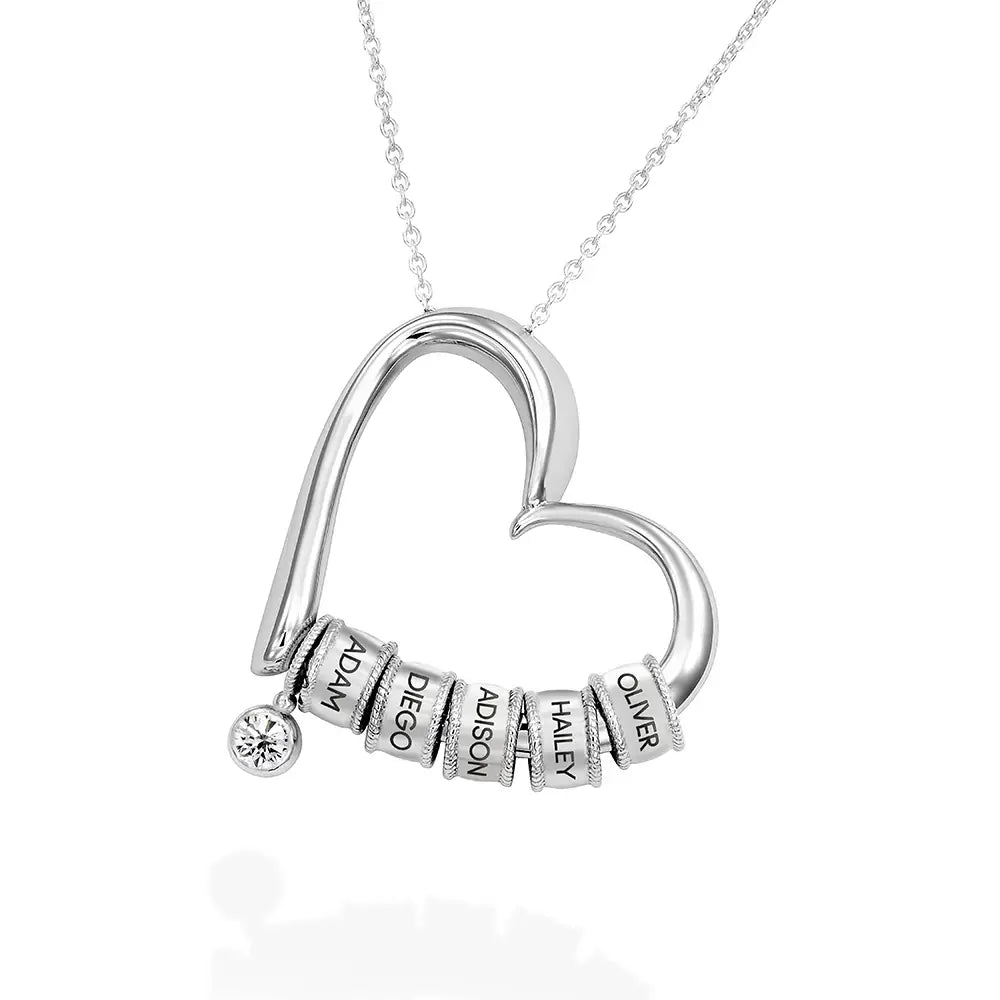 Liefshart Gepersonaliseerde Namenketting met Hart en Kralen