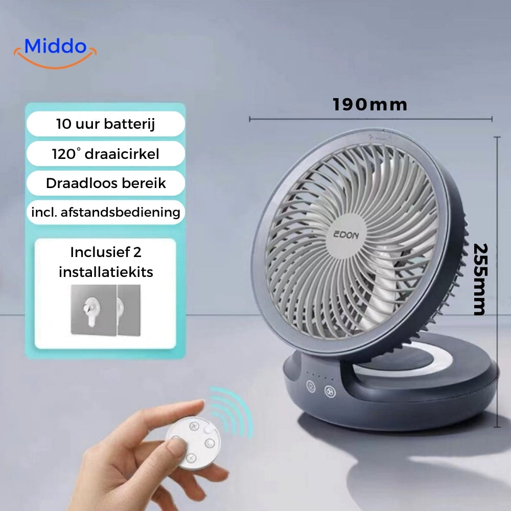FluistraBries Mini Ventilator Oplaadbaar met 5-Blads Koeling