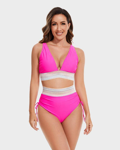 Vormgevende High Waist Bikini Set met Kleurblok Design