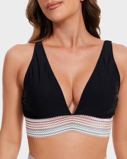 Vormgevende High Waist Bikini Set met Kleurblok Design