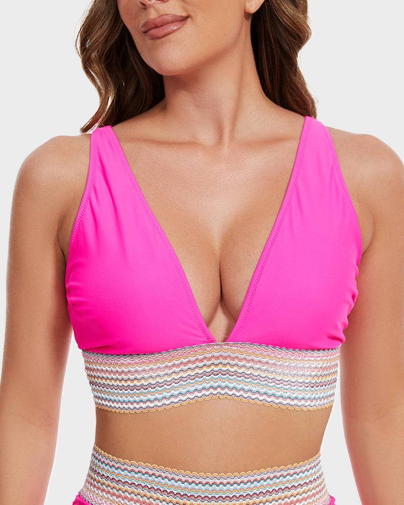 Vormgevende High Waist Bikini Set met Kleurblok Design
