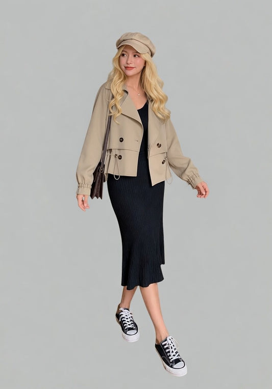 Novaline korte dames trenchcoat casual voorjaarsjas modern