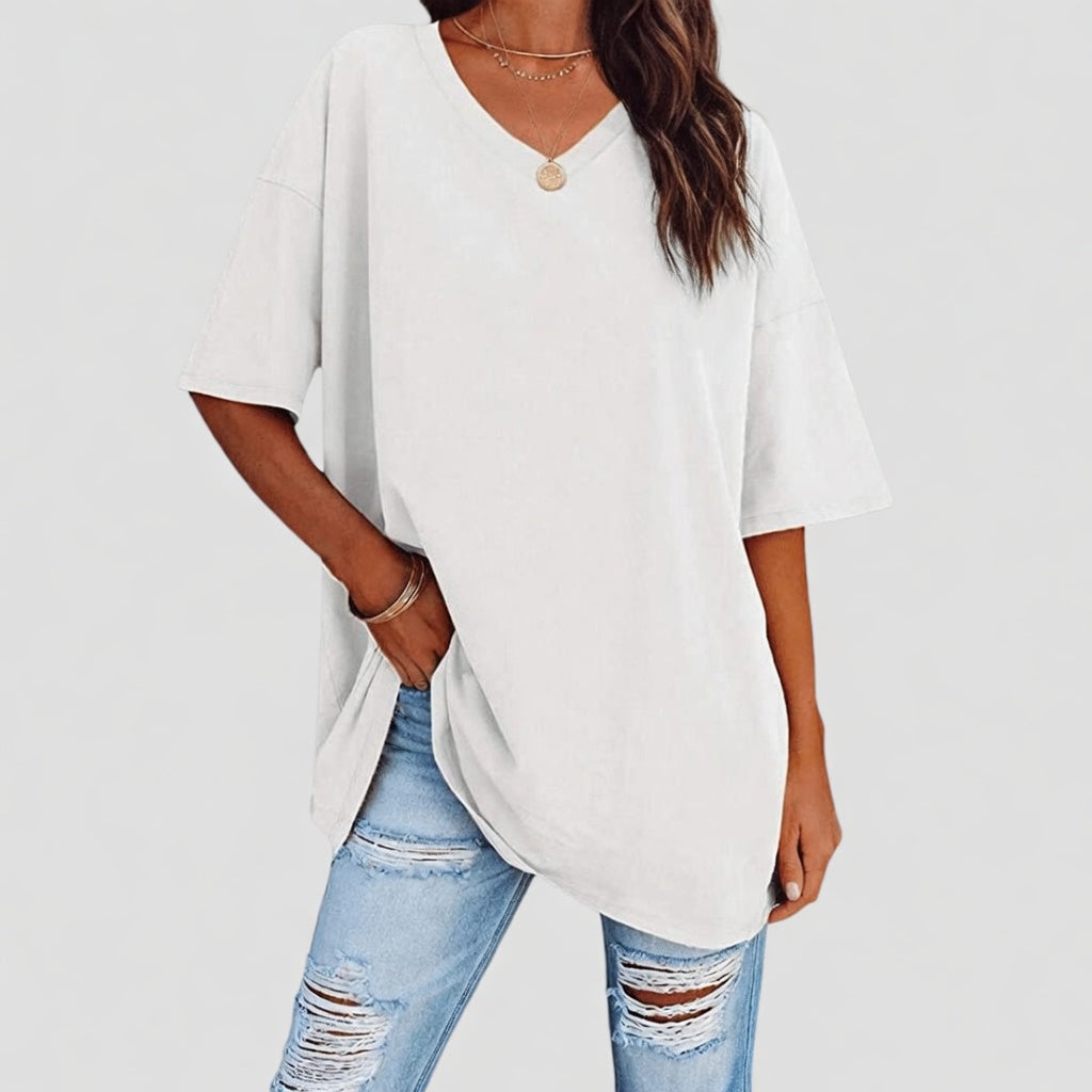 Evelien Top – Comfortabele Katoenen Dames Top met V-hals