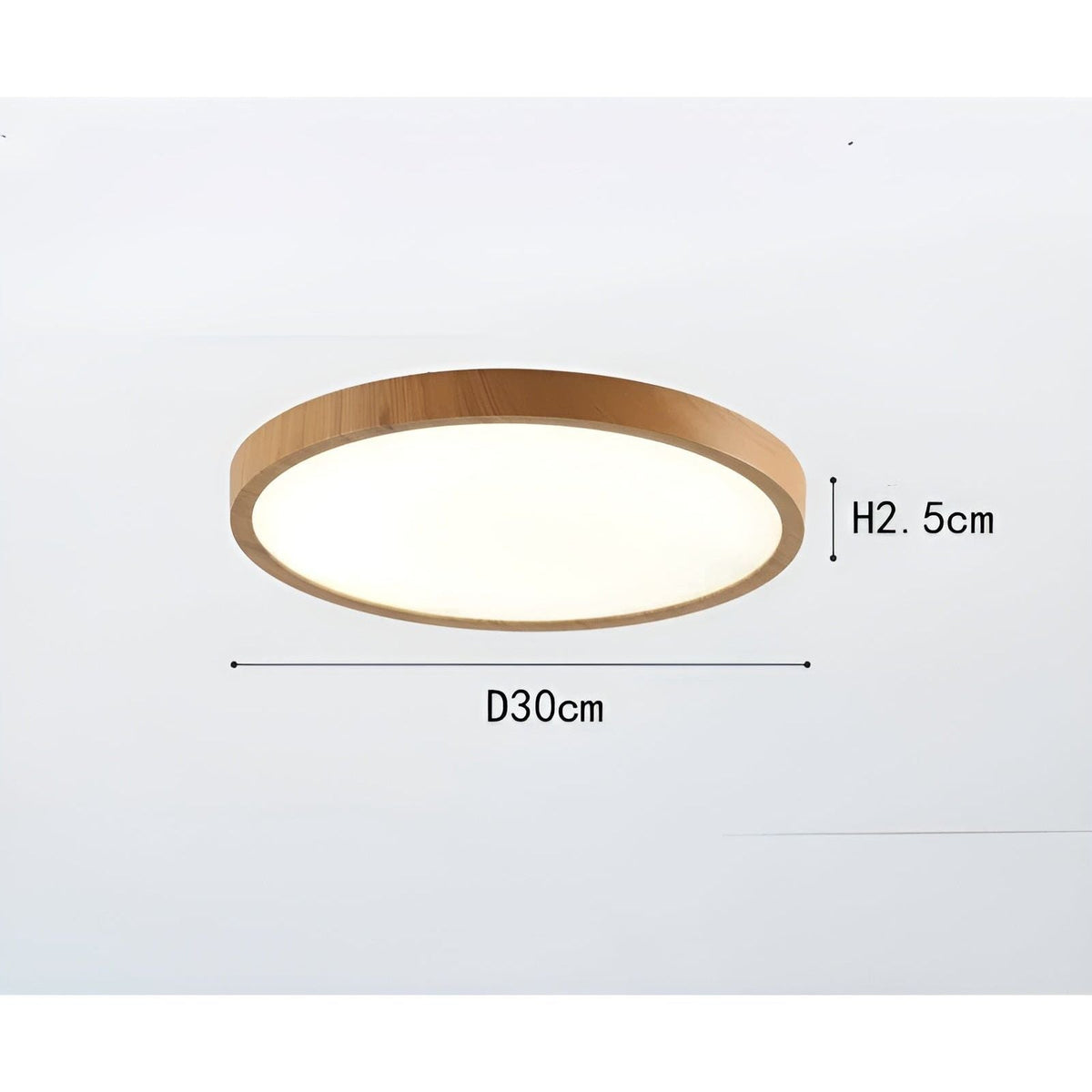 GrainGlow Light - Moderne Ultra-Dunne Houten Plafondlamp