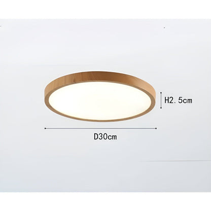 GrainGlow Light - Moderne Ultra-Dunne Houten Plafondlamp