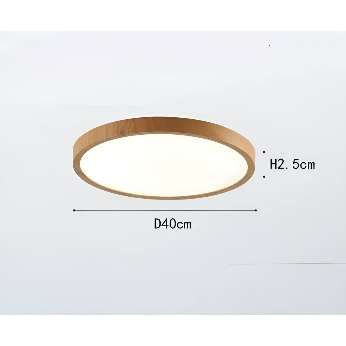 GrainGlow Light - Moderne Ultra-Dunne Houten Plafondlamp