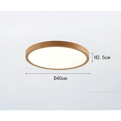 GrainGlow Light - Moderne Ultra-Dunne Houten Plafondlamp