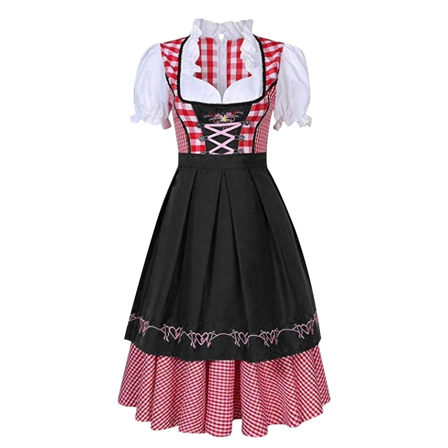 Fien Dames Geruite Oktoberfest Dirndl met Schort