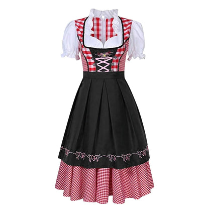 Fien Dames Geruite Oktoberfest Dirndl met Schort