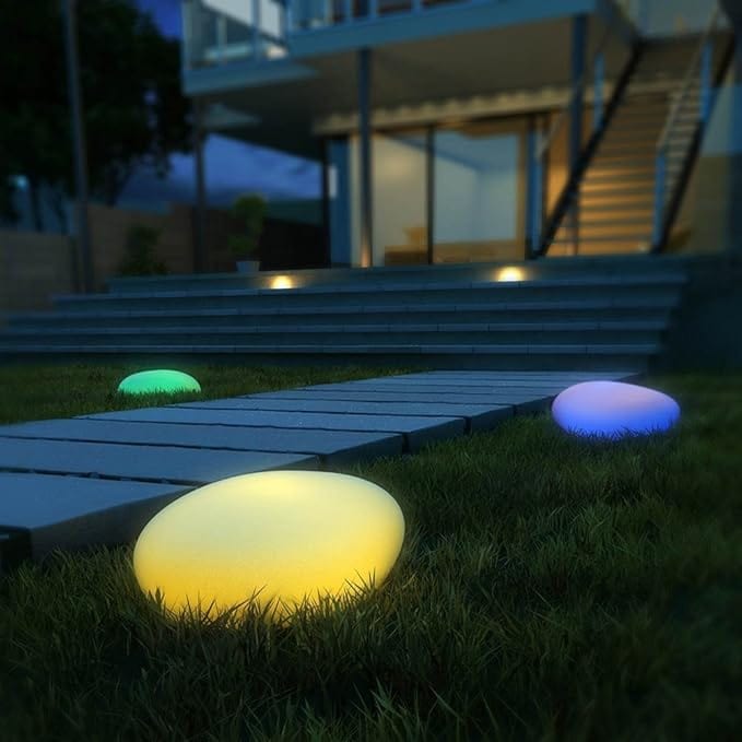SteenGloed Draadloze LED Tuinlamp in Steenlook met 16 Kleuren