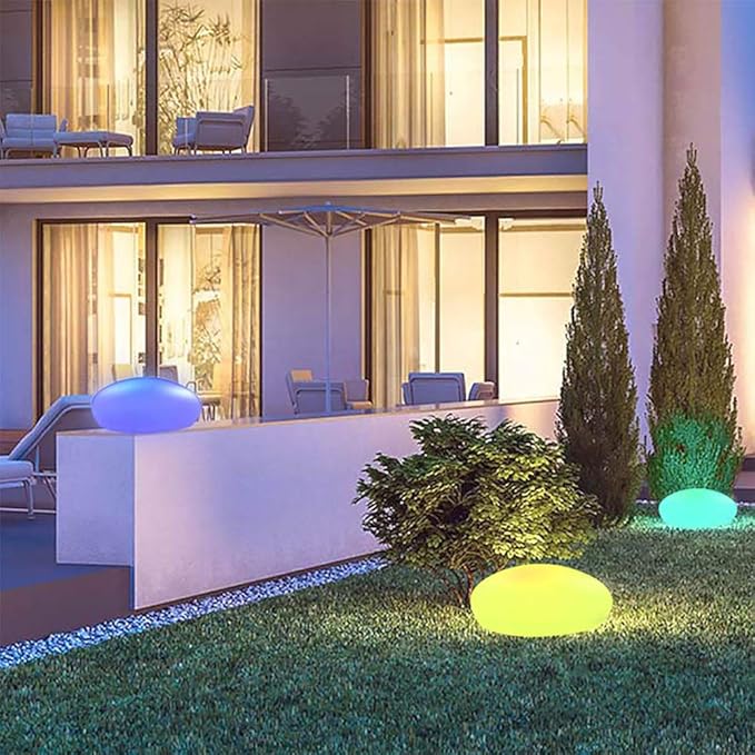 SteenGloed Draadloze LED Tuinlamp in Steenlook met 16 Kleuren