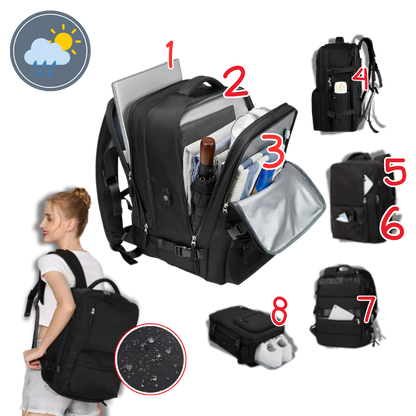 Waterdichte Reisrugzak 35L met USB-poort en Schoenenvak