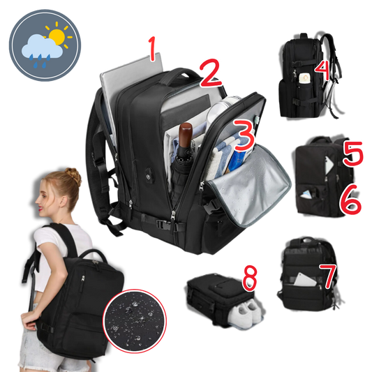 Waterdichte Reisrugzak 35L met USB-poort en Schoenenvak