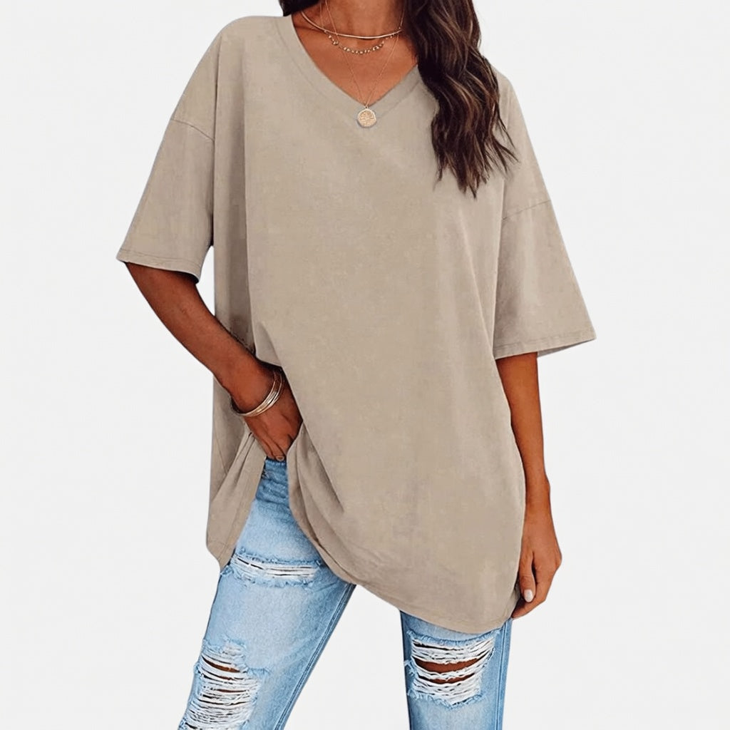 Evelien Top – Comfortabele Katoenen Dames Top met V-hals