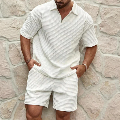 Luca Zomerset Heren Ademend Wafelstof Casual Outfit