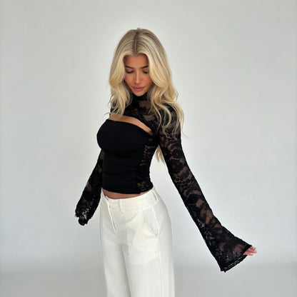 Serelina Kant Top Dames – Elegante Top met Vrouwelijke Details