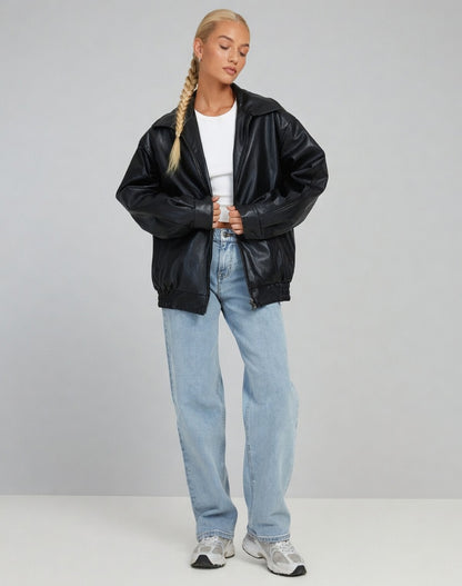 Oversized Kunstleren Damesjas Casual Warm Herfst Winter