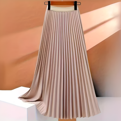 Dames Plissé Midirok met Hoge Taille en Glanzende Afwerking