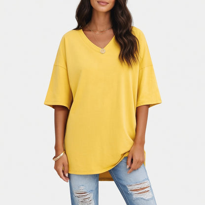 Evelien Top – Comfortabele Katoenen Dames Top met V-hals