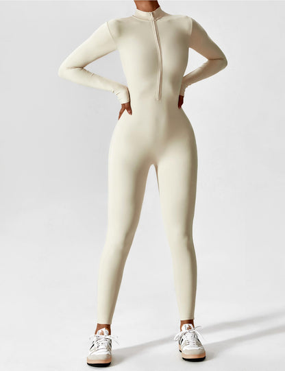Lina Dames Naadloze Bodysuit met Rits voor Sport en Vrije Tijd