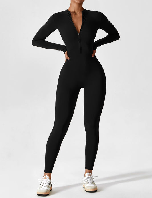 Lina Dames Naadloze Bodysuit met Rits voor Sport en Vrije Tijd