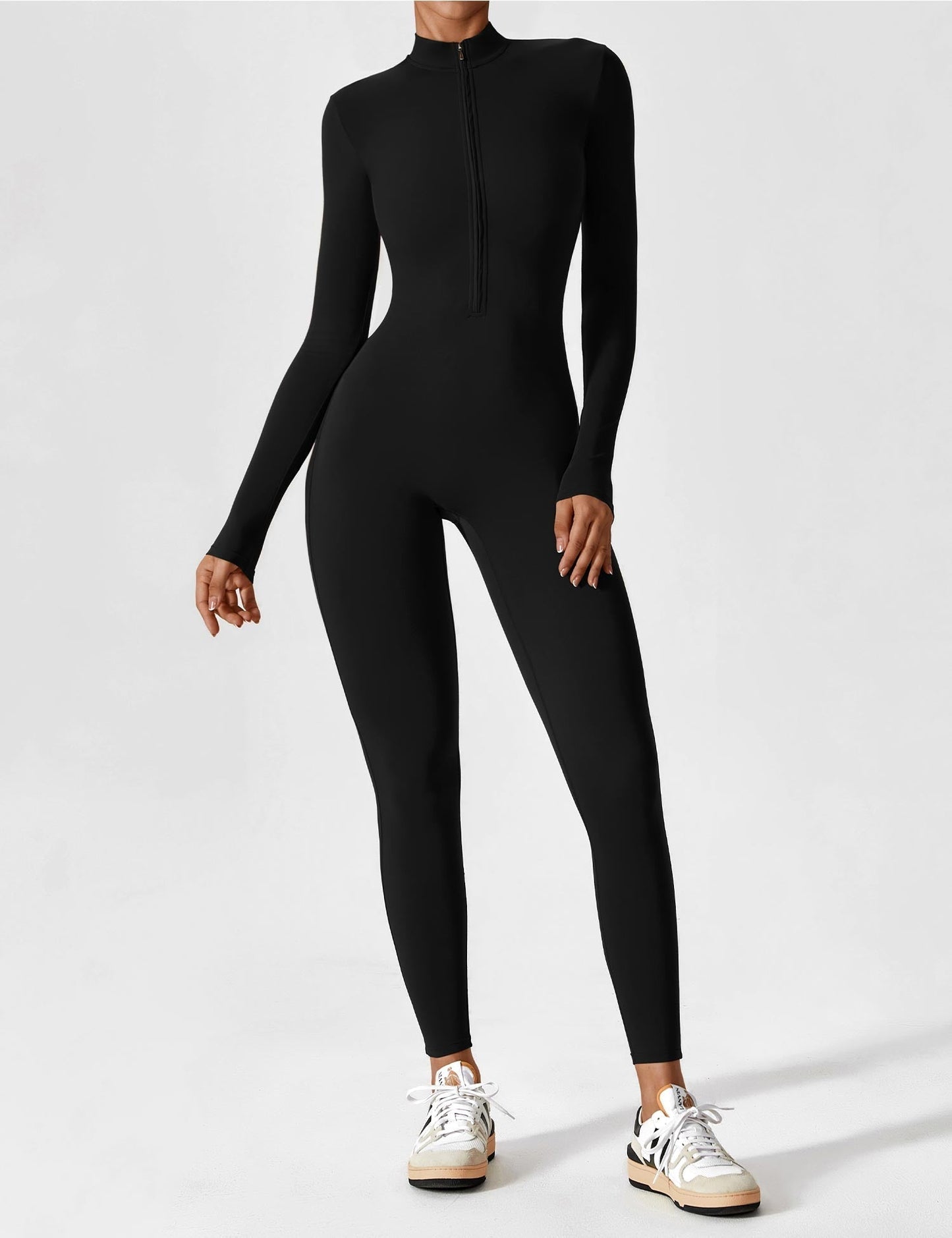 Lina Dames Naadloze Bodysuit met Rits voor Sport en Vrije Tijd