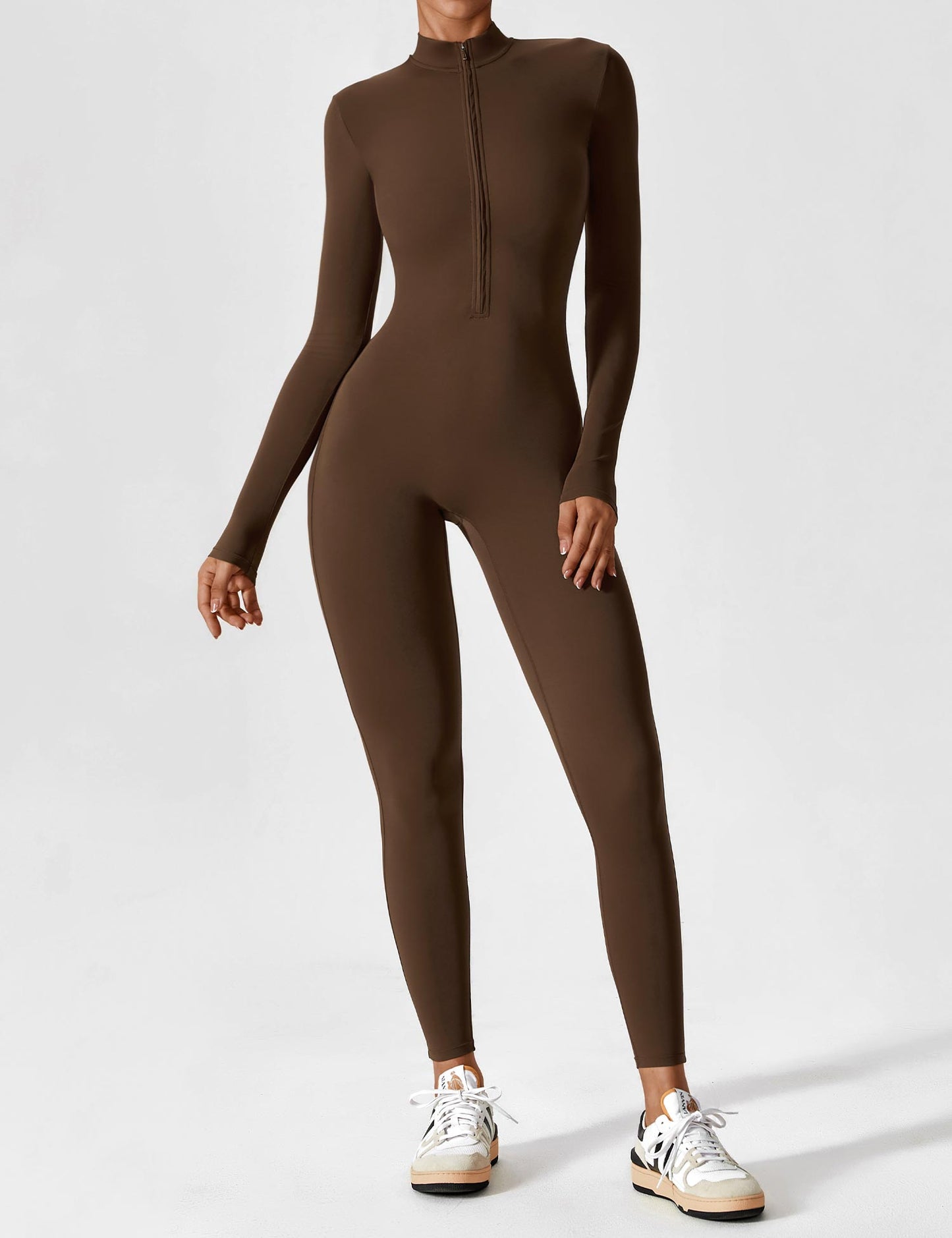 Lina Dames Naadloze Bodysuit met Rits voor Sport en Vrije Tijd