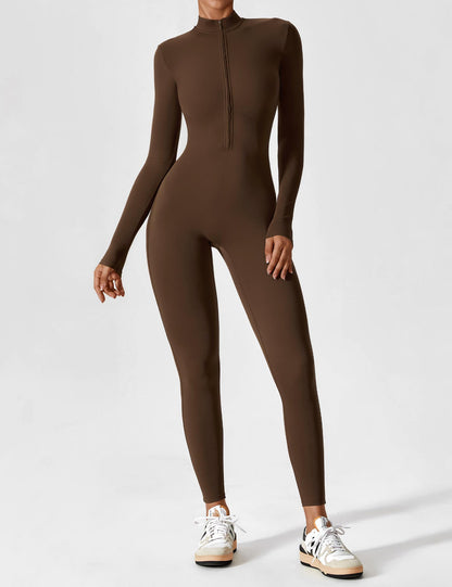 Lina Dames Naadloze Bodysuit met Rits voor Sport en Vrije Tijd