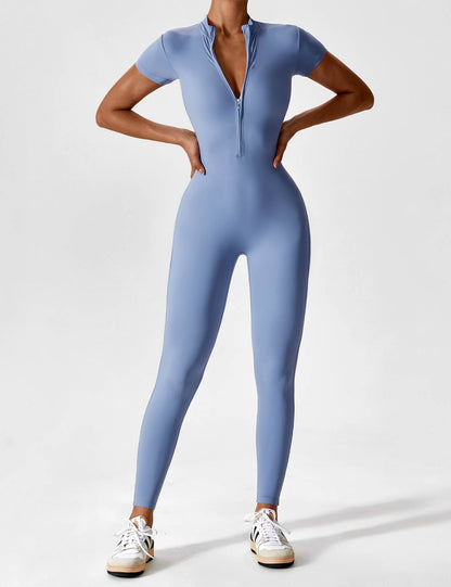 Lina Dames Naadloze Bodysuit met Rits voor Sport en Vrije Tijd