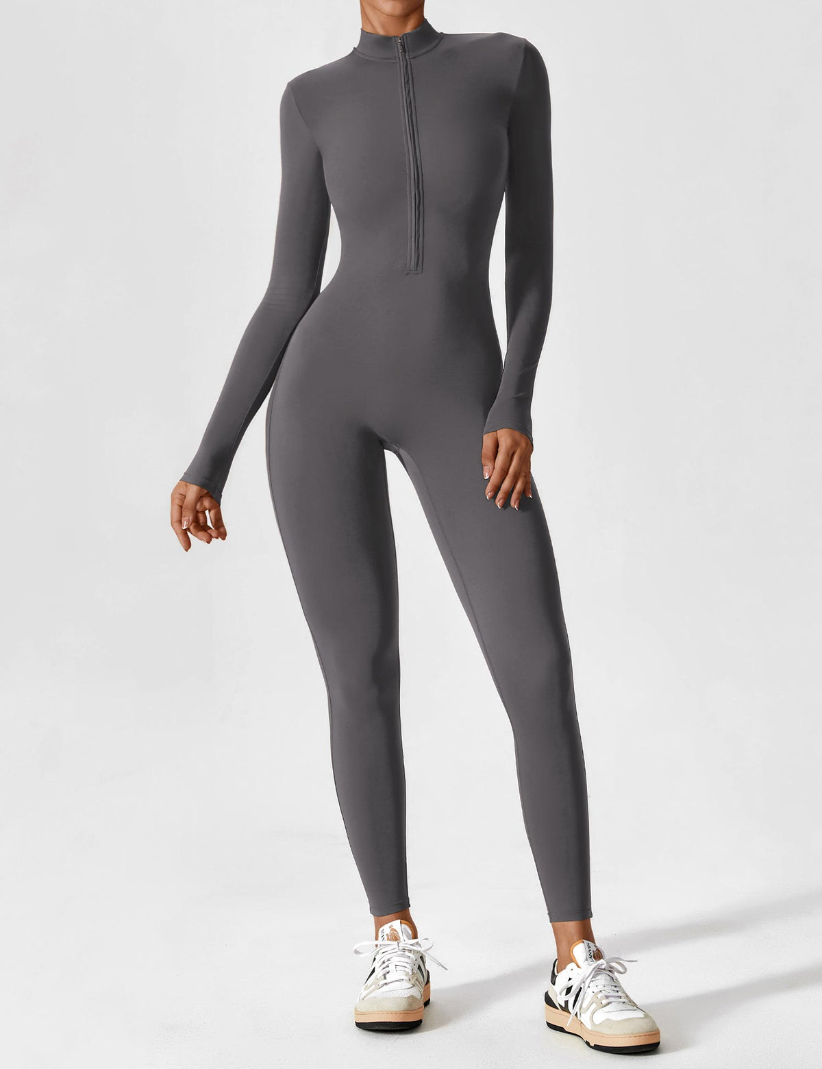 Lina Dames Naadloze Bodysuit met Rits voor Sport en Vrije Tijd