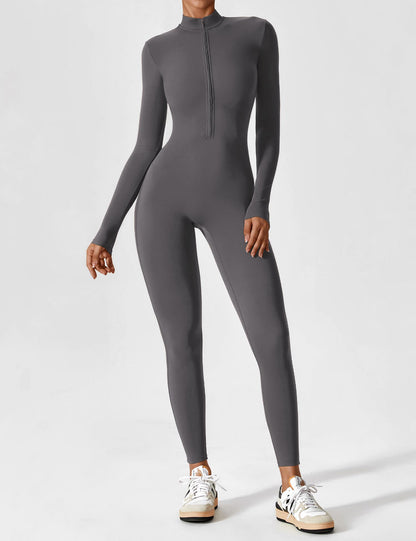 Lina Dames Naadloze Bodysuit met Rits voor Sport en Vrije Tijd