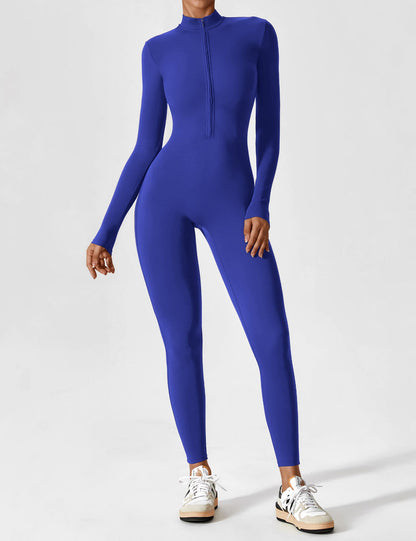 Lina Dames Naadloze Bodysuit met Rits voor Sport en Vrije Tijd