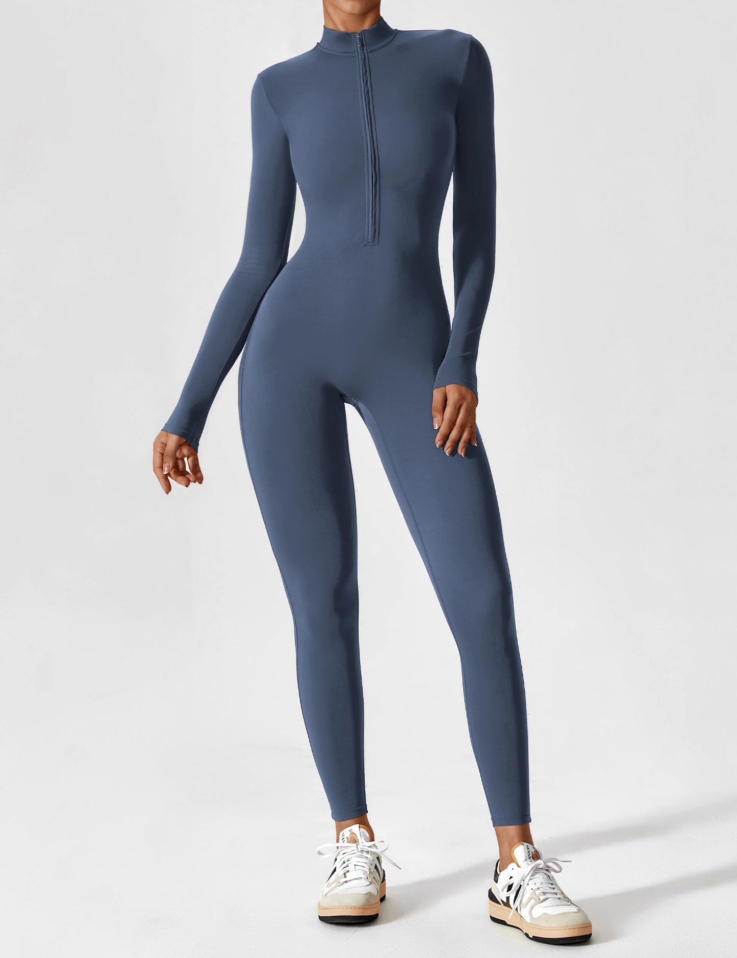 Lina Dames Naadloze Bodysuit met Rits voor Sport en Vrije Tijd