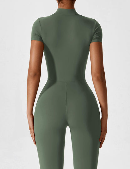 Lina Dames Naadloze Bodysuit met Rits voor Sport en Vrije Tijd