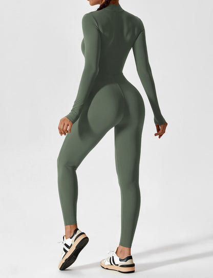 Lina Dames Naadloze Bodysuit met Rits voor Sport en Vrije Tijd