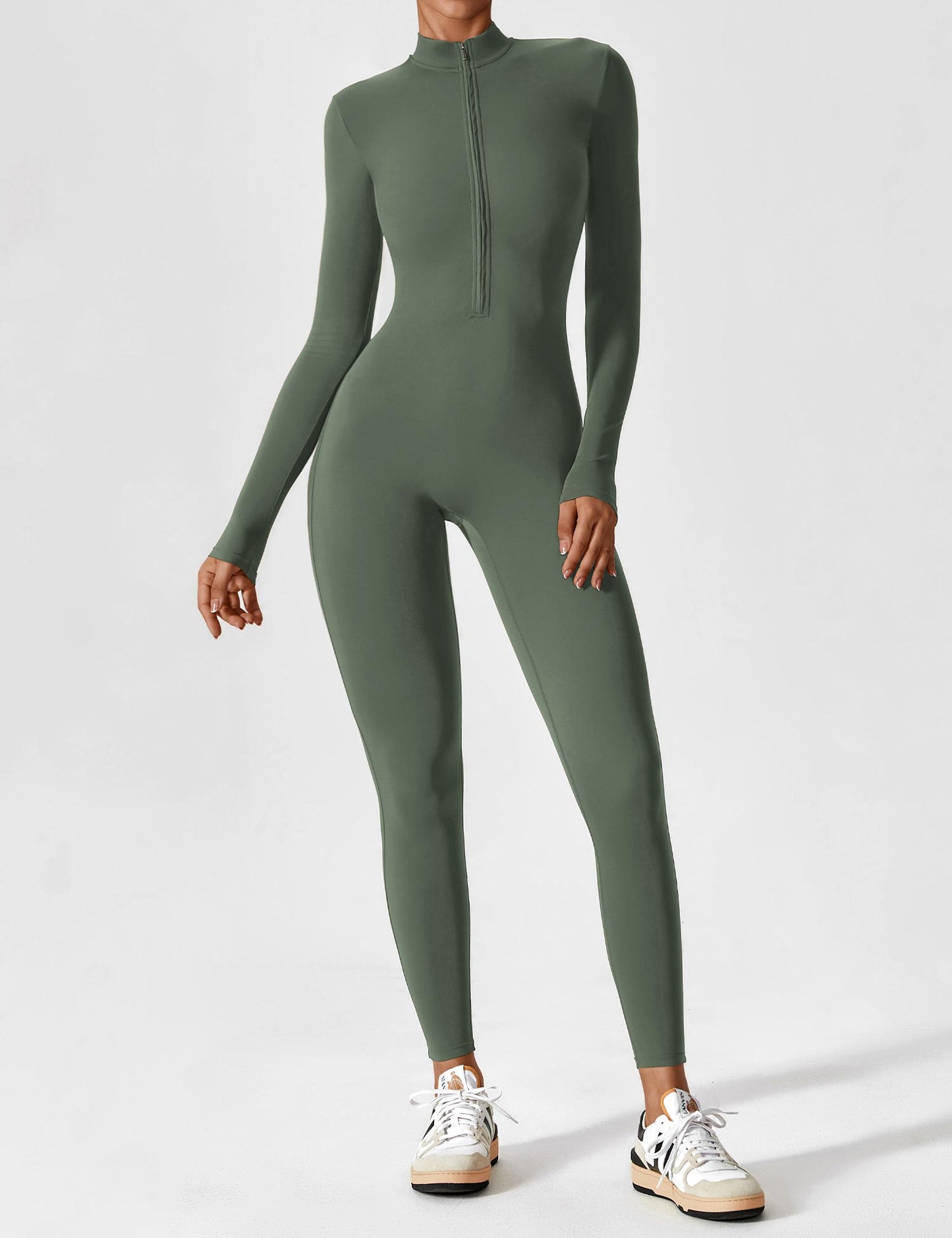 Lina Dames Naadloze Bodysuit met Rits voor Sport en Vrije Tijd