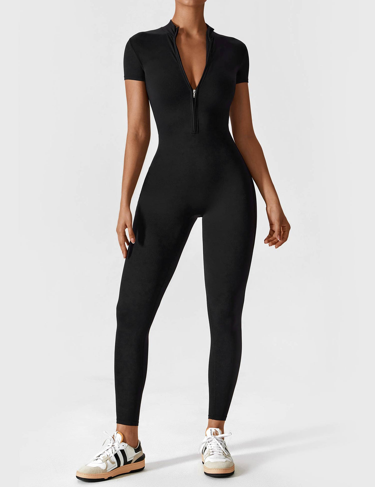 Lina Dames Naadloze Bodysuit met Rits voor Sport en Vrije Tijd
